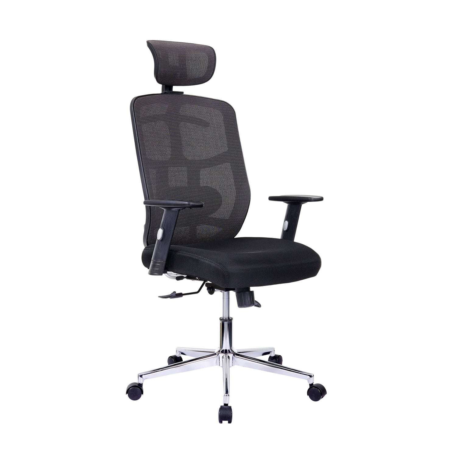 High Back Executive Mesh Office Chair with Arms Lumbar Support and Chrome Base Black Office Chair