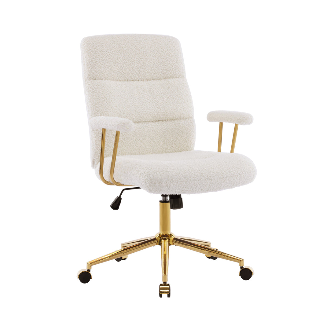 Elegant Textured Boucle Office Chair White Office Chair