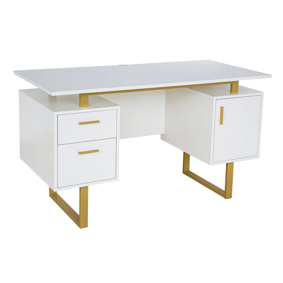 Modern Office Desk with Storage Gold Workstation