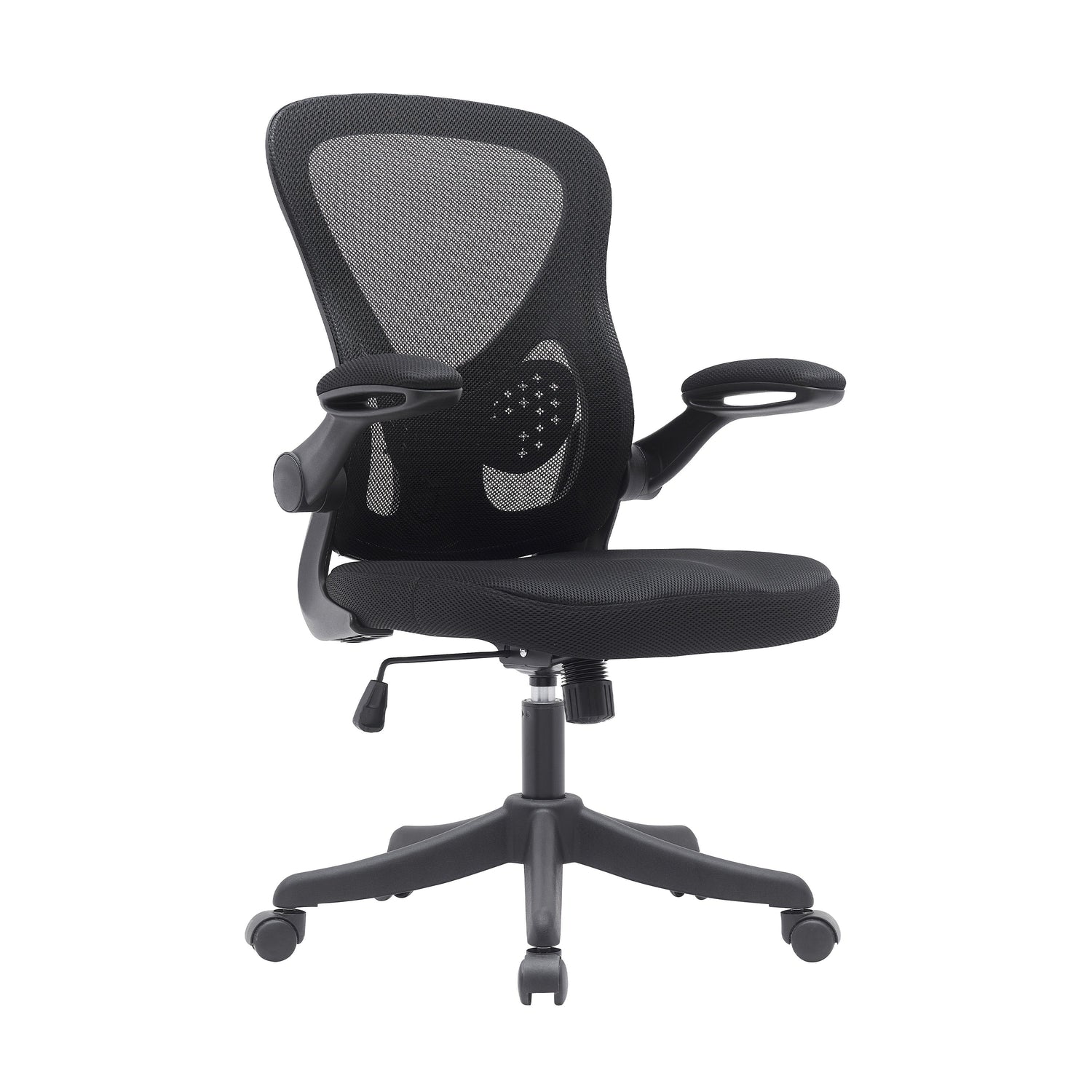 Black Mesh Office Chair with Lumbar Support and Flip-Up Arms Office Chair