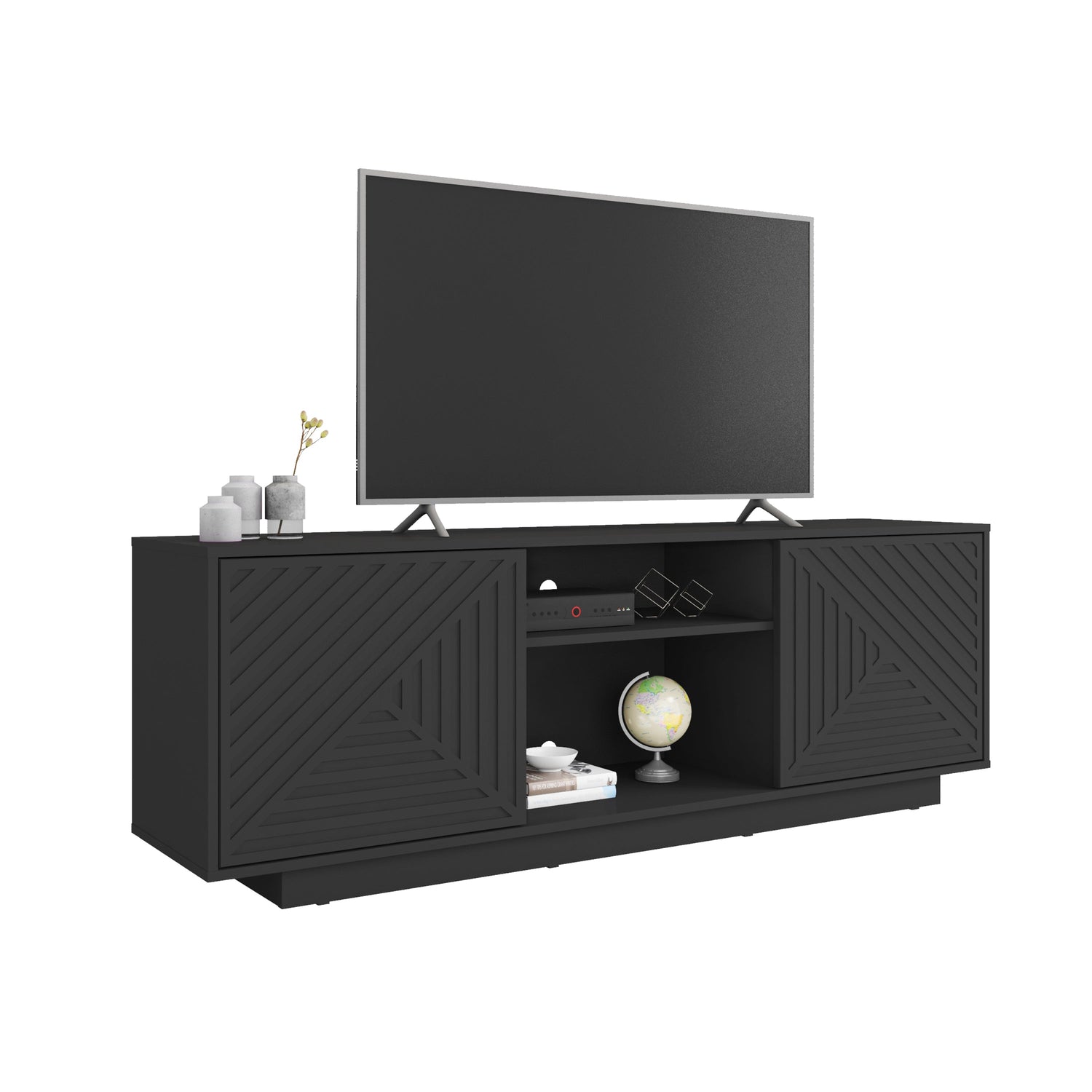 Modern TV Stand for TV’s Up to 70” Black TV Stands