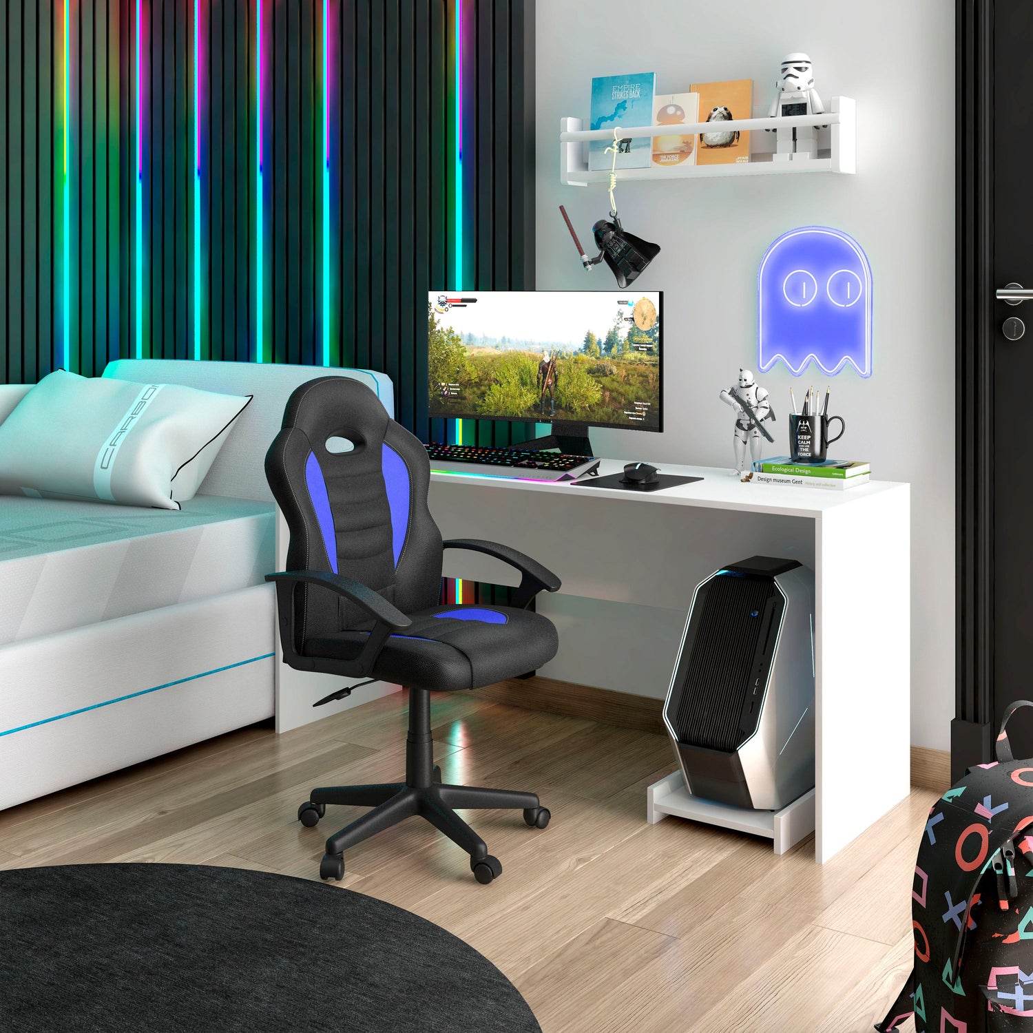 Kids Gaming and Student Racer Chair with Wheels Office Chair