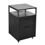 Modern Rolling 2-Drawer File Cabinet with Locking File Drawer, 2 USB Charging Ports & Power Outlet, and Locking Wheels