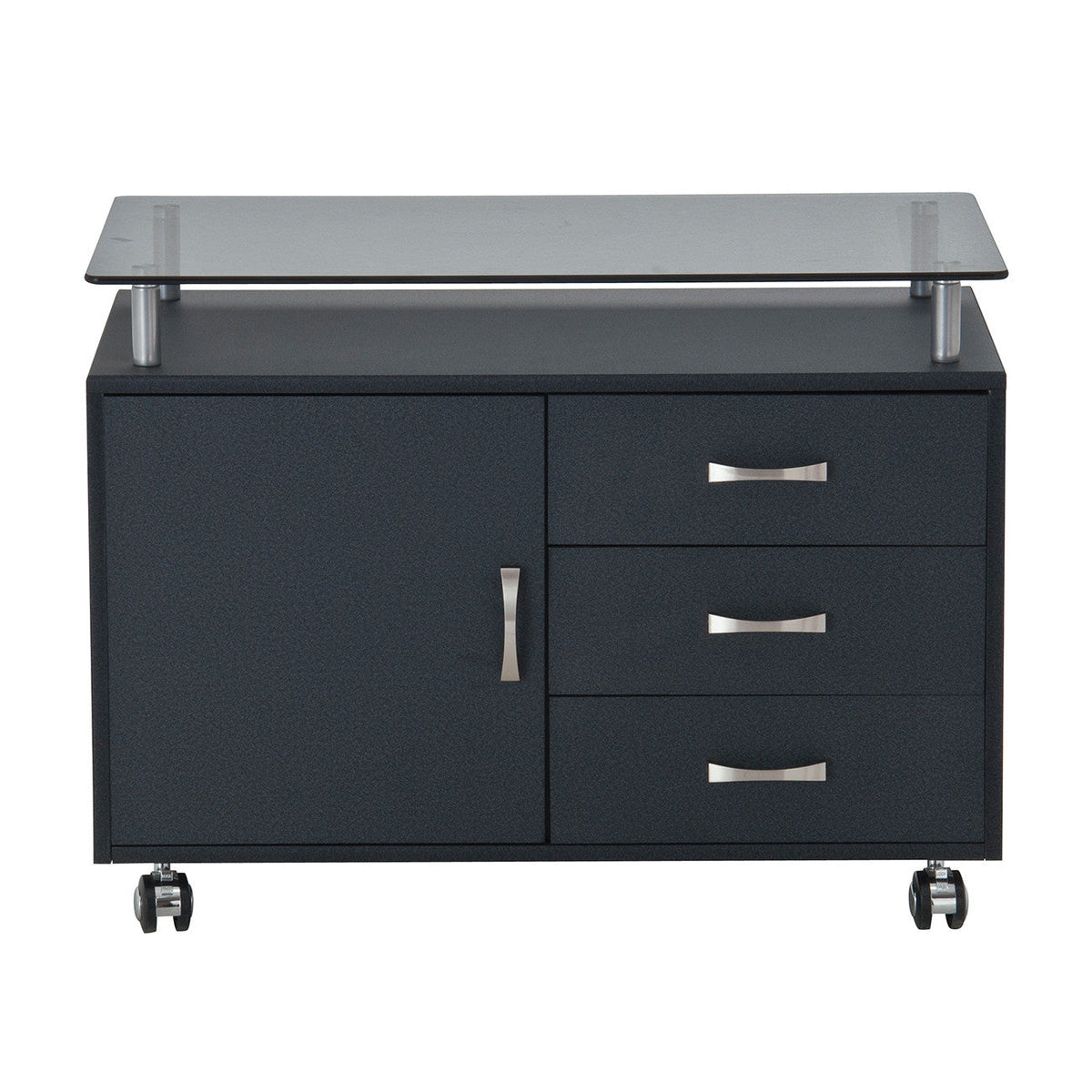 Rolling Storage Cabinet With Frosted Glass Top Graphite Rolling Storage Cabinet