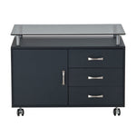 Rolling Storage Cabinet With Frosted Glass Top Graphite Rolling Storage Cabinet