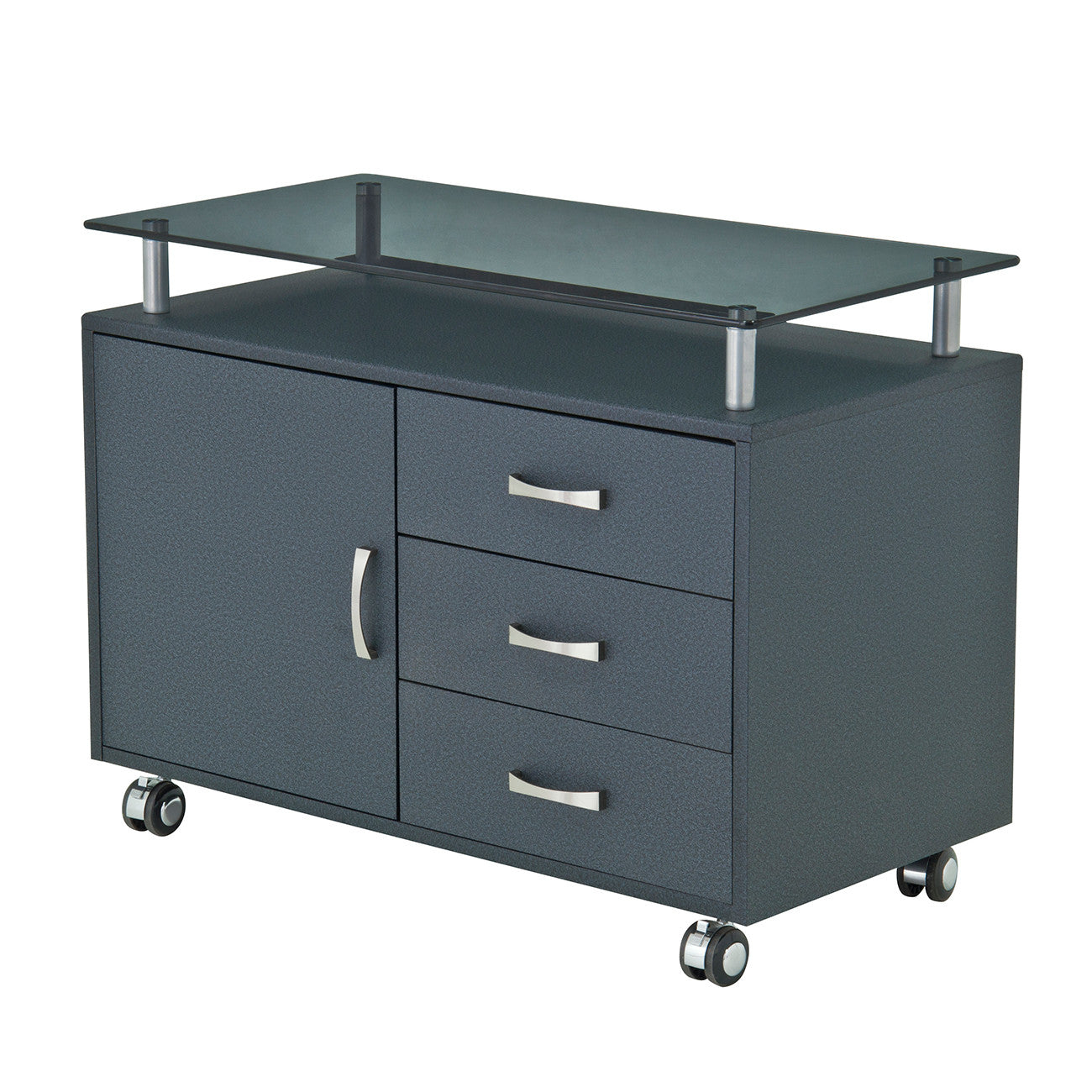 Rolling Storage Cabinet With Frosted Glass Top Graphite Rolling Storage Cabinet