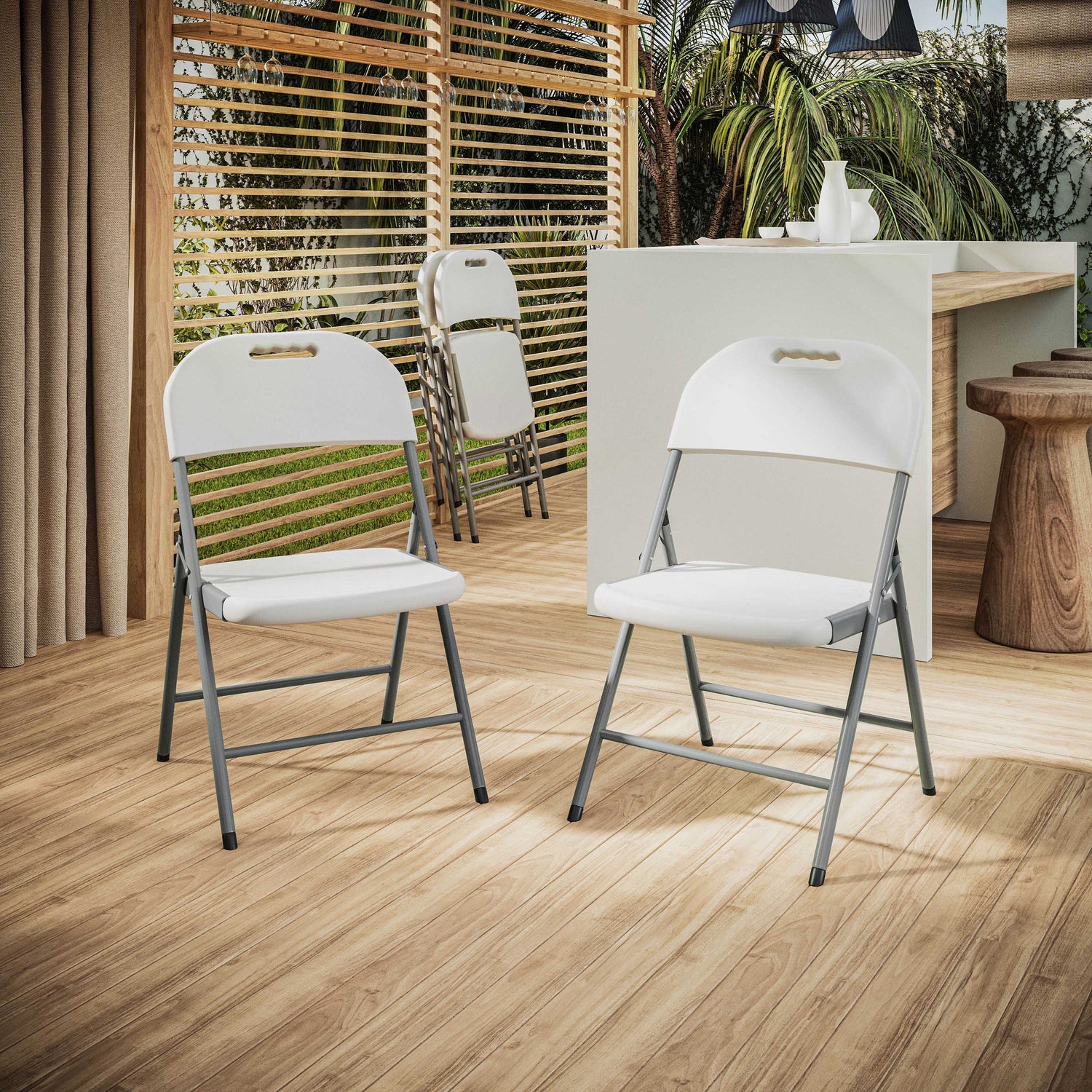 Granite White Folding Chairs – Set of 4 Folding Chair