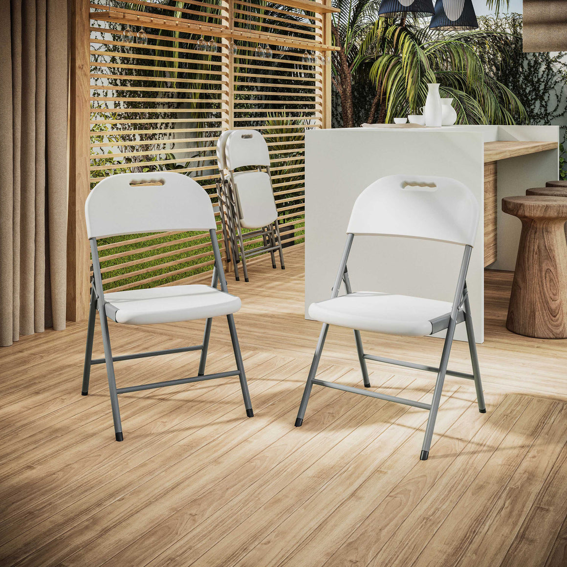 Granite White Folding Chairs – Set of 4