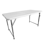 4 FT Granite White Adjustable Height Folding Table with Easy-Carry Handle Folding Table