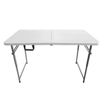 4 FT Granite White Adjustable Height Folding Table with Easy-Carry Handle Folding Table