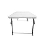 4 FT Granite White Adjustable Height Folding Table with Easy-Carry Handle Folding Table