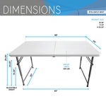 4 FT Granite White Adjustable Height Folding Table with Easy-Carry Handle Folding Table