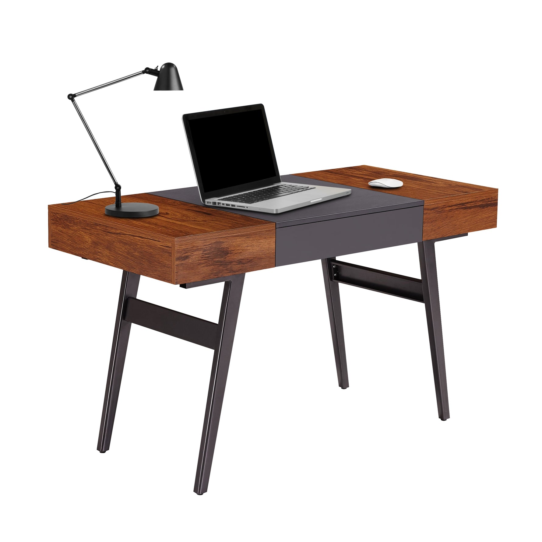 Expandable Modern Desk with Storage Mahogany Writing Desk
