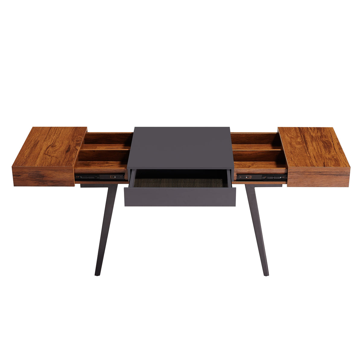 Expandable Modern Desk with Storage Mahogany Writing Desk