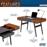 Expandable Modern Desk with Storage Mahogany Writing Desk