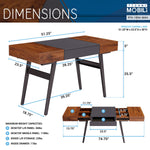 Expandable Modern Desk with Storage Mahogany Writing Desk
