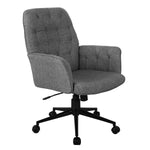 Modern Upholstered Tufted Office Chair with Arms Grey Office Chair