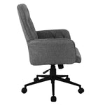Modern Upholstered Tufted Office Chair with Arms Grey Office Chair