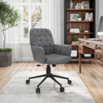 Modern Upholstered Tufted Office Chair with Arms Grey Office Chair
