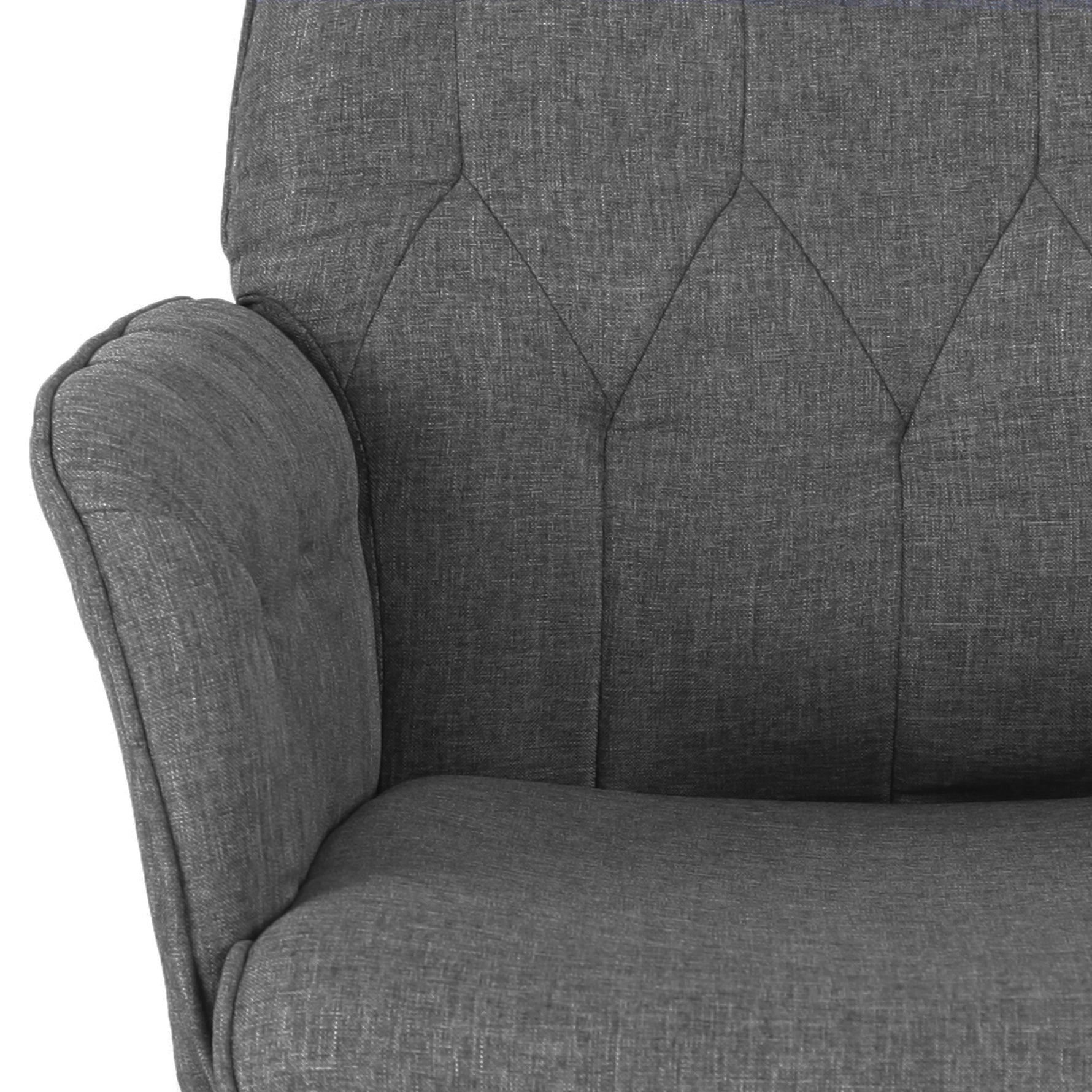Modern Upholstered Tufted Office Chair with Arms Grey Office Chair