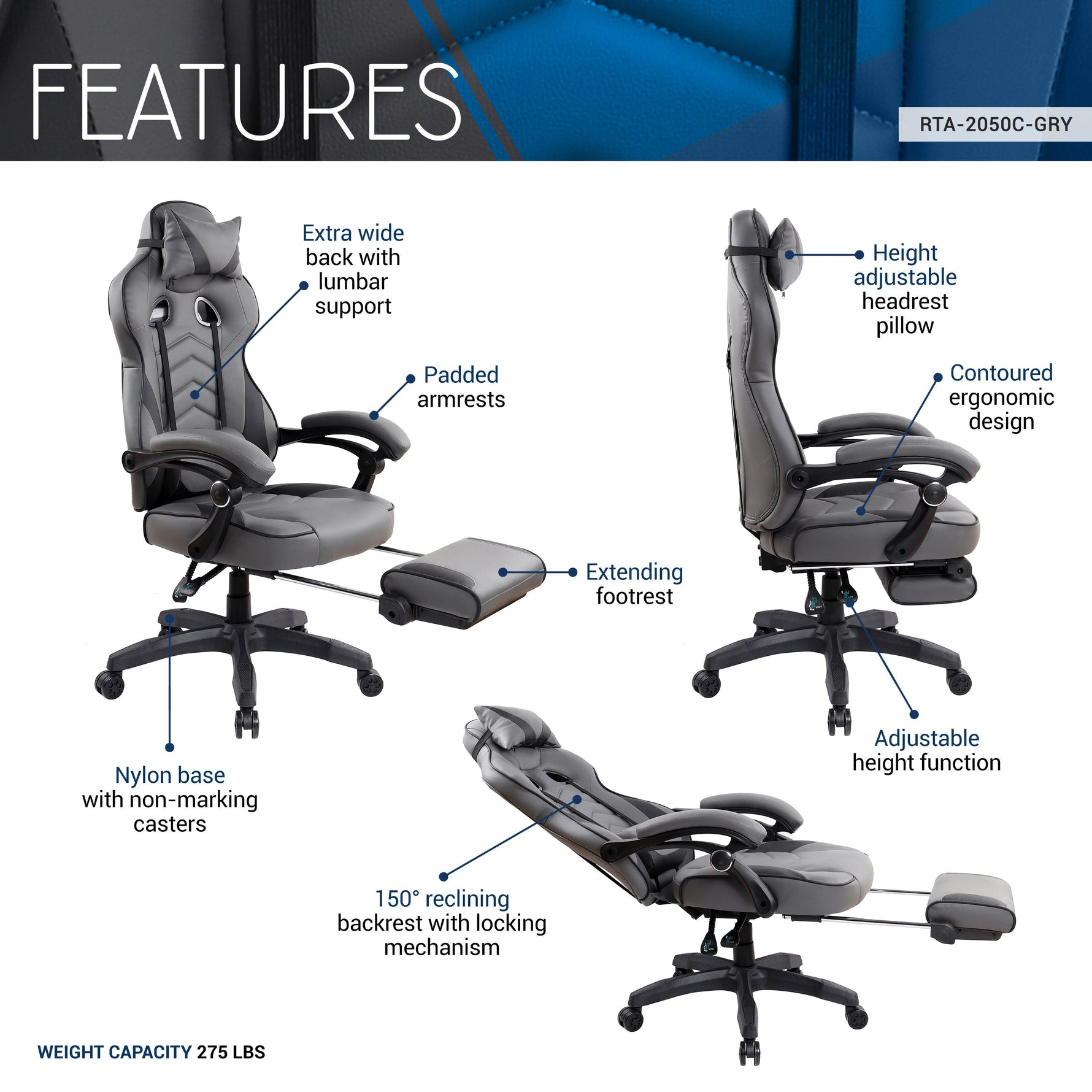 Executive Gaming Chair with Footrest - Main Image