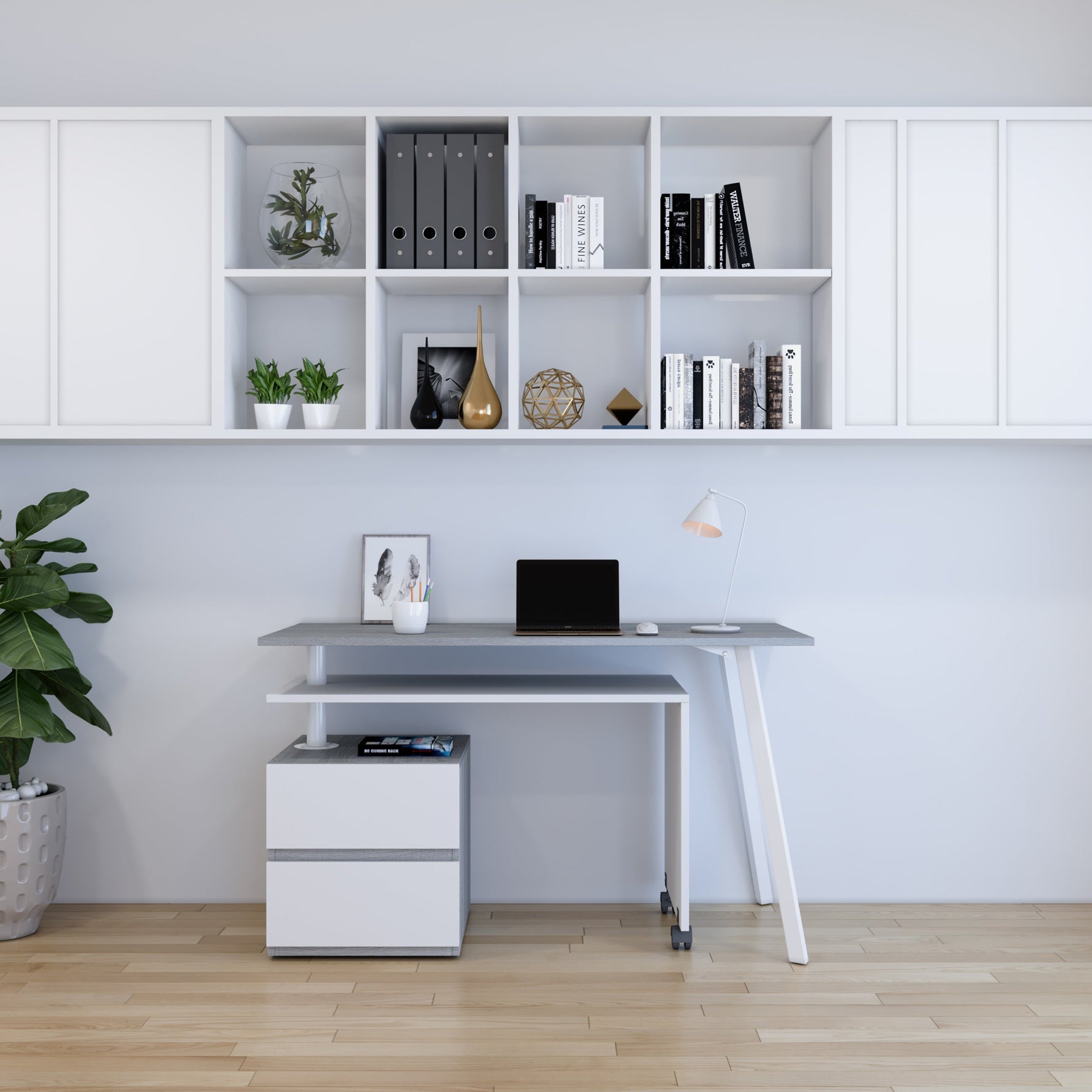 Rotating Multi-Positional Modern Desk Grey Workstation