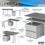 Rotating Multi-Positional Modern Desk Grey Workstation