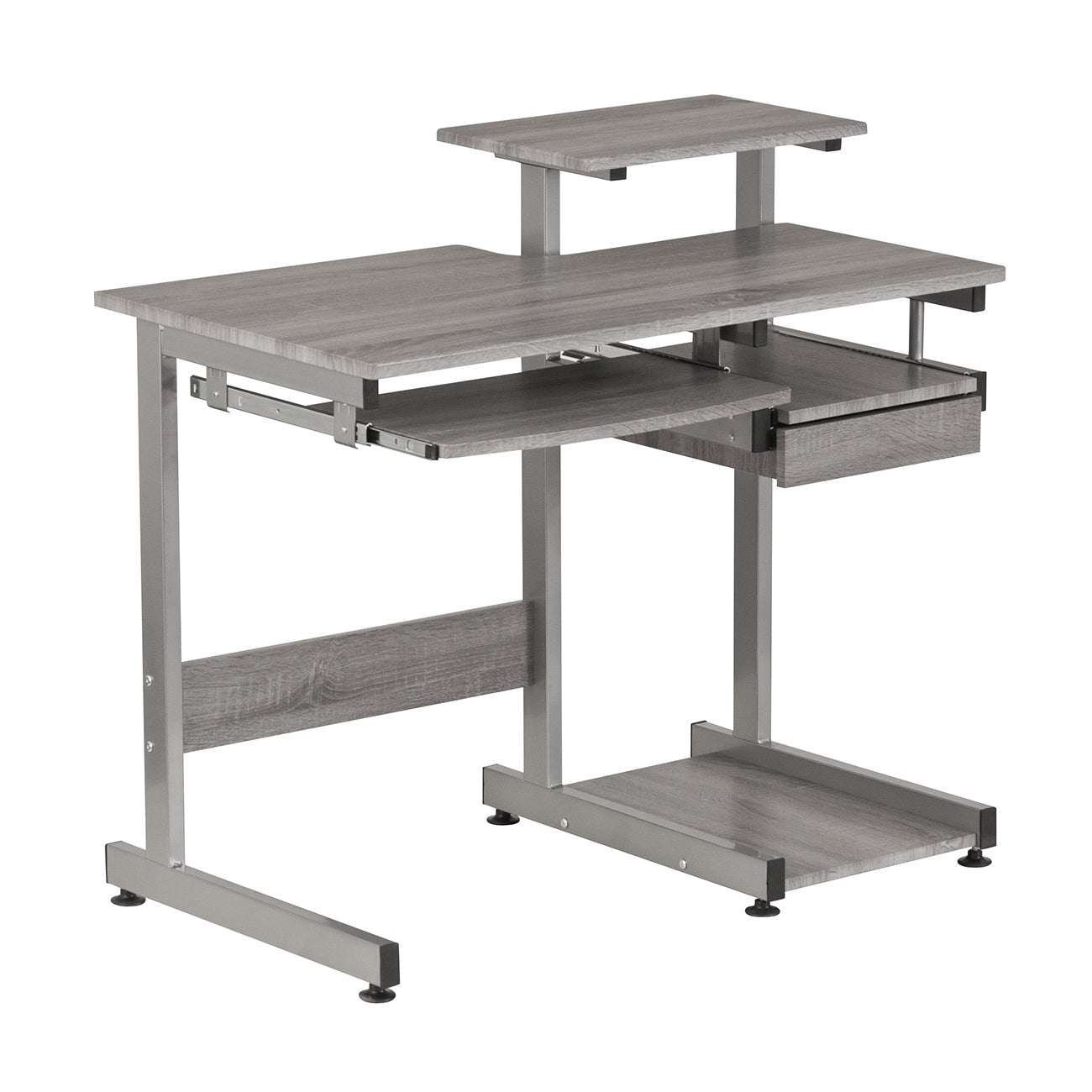Complete Computer Workstation Desk Grey Writing Desk