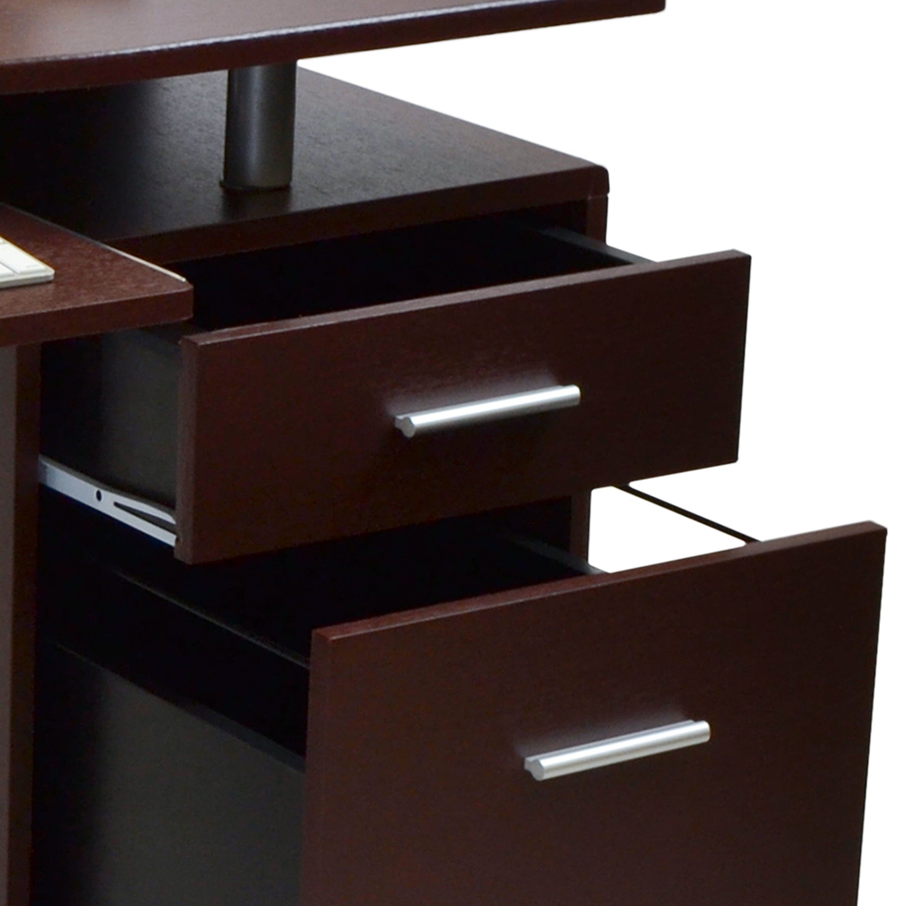Stylish Computer Desk with Storage Chocolate Workstation