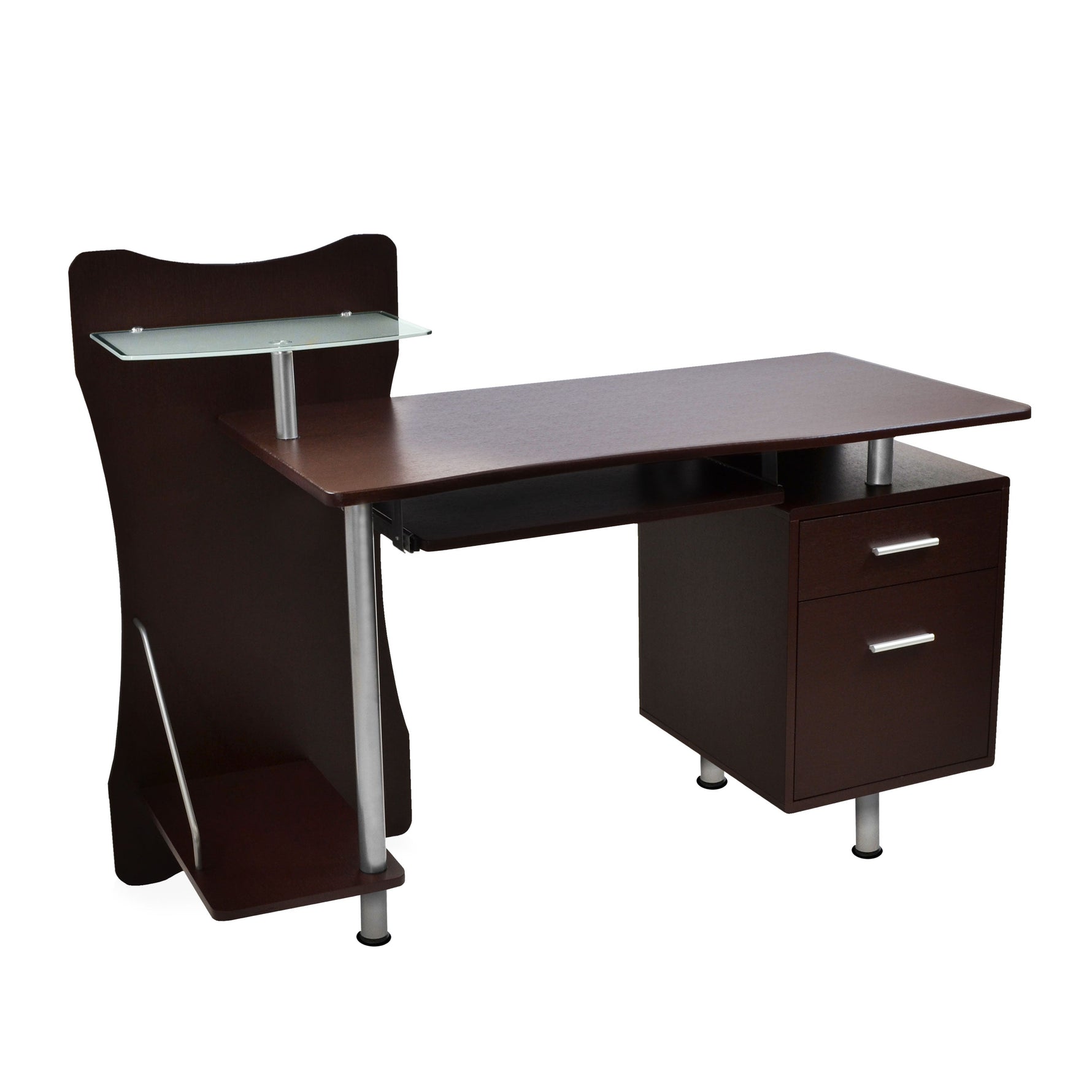 Stylish Computer Desk with Storage Chocolate Workstation