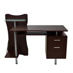 Stylish Computer Desk with Storage Chocolate Workstation