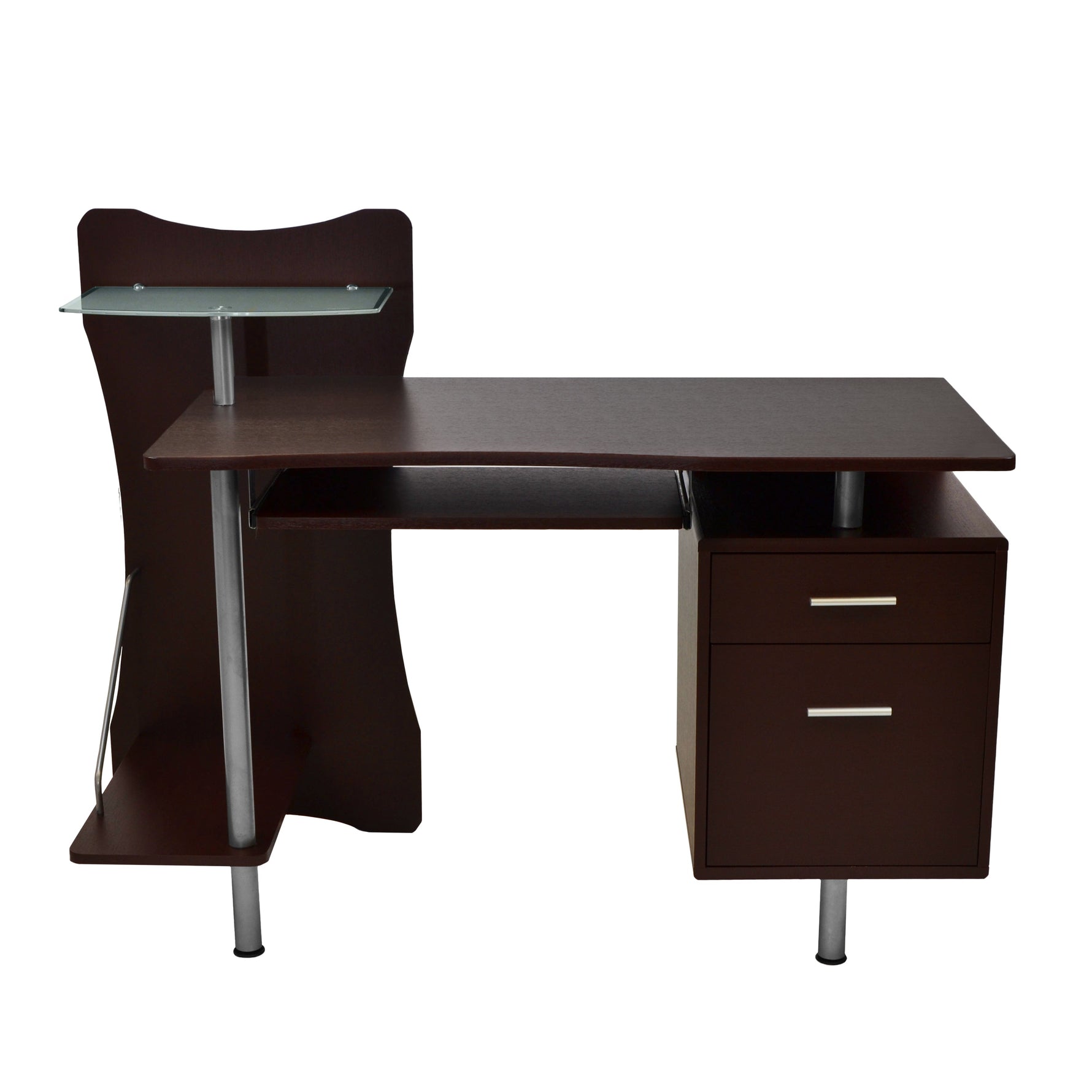 Stylish Computer Desk with Storage Chocolate Workstation
