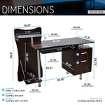 Stylish Computer Desk with Storage Chocolate Workstation