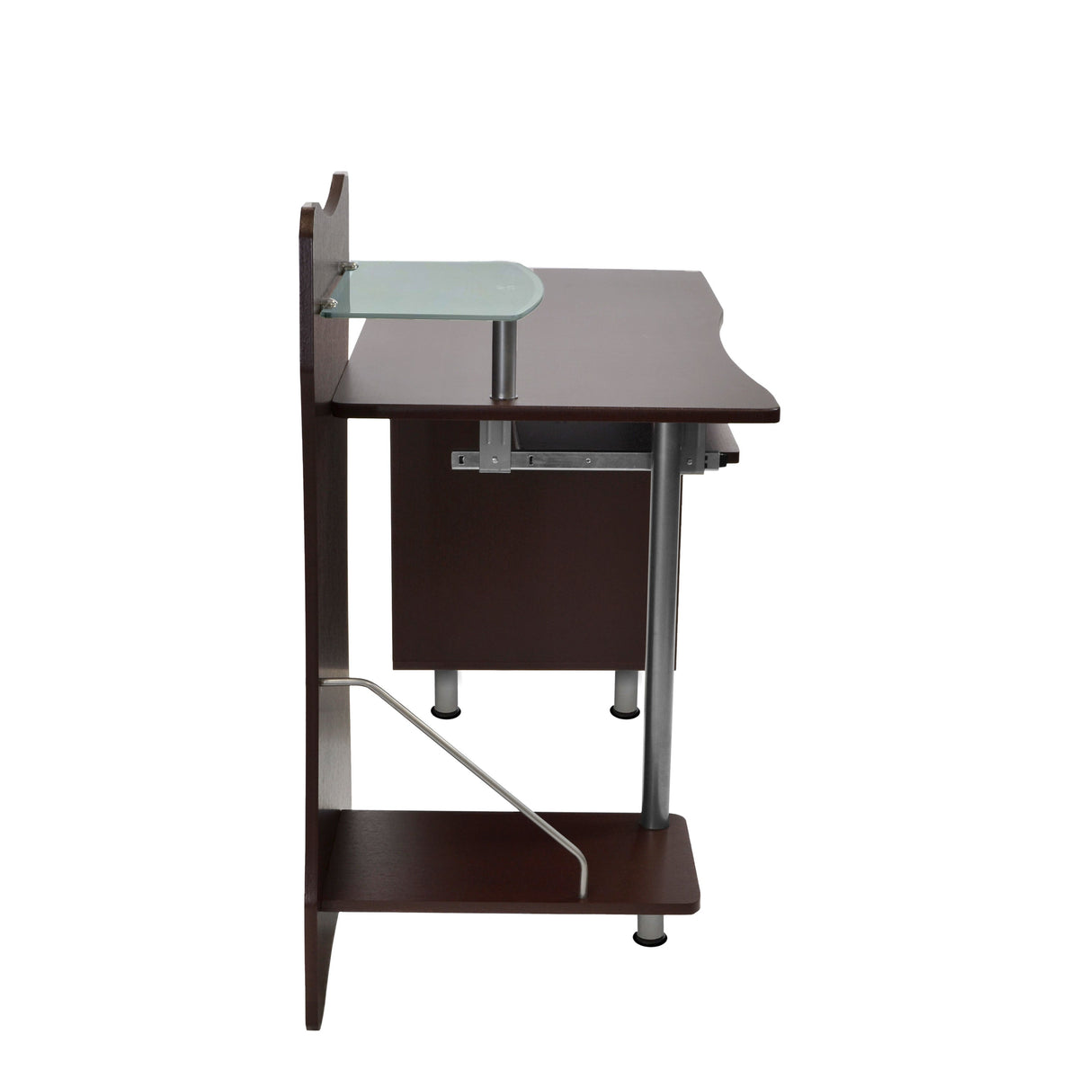 Stylish Computer Desk with Storage Chocolate Workstation