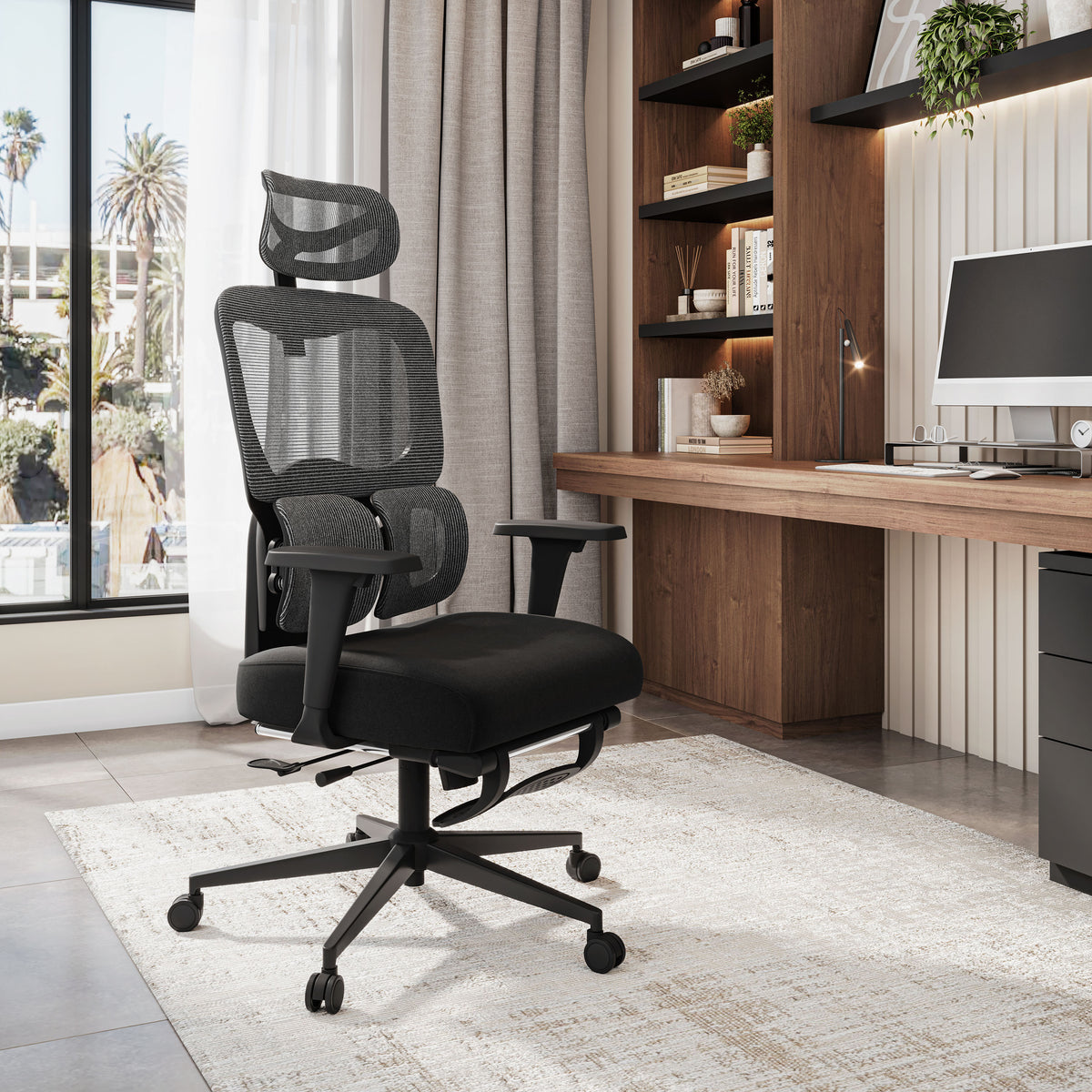 Ultra Ergonomic Mesh Office Chair with 9 Adjustable Points, Dual-Pad Lumbar Support, 3D Armrests, Adjustable Headrest, Seat Depth, 120° Recline & Footrest