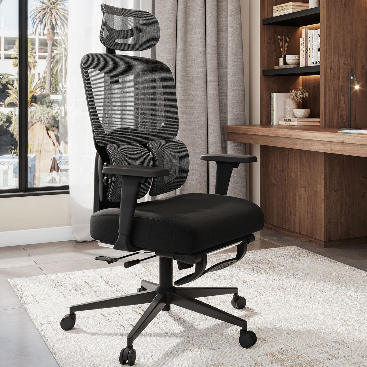 Ultra Ergonomic Mesh Office Chair with 9 Adjustable Points, Dual-Pad Lumbar Support, 3D Armrests, Adjustable Headrest, Seat Depth, 120° Recline & Footrest