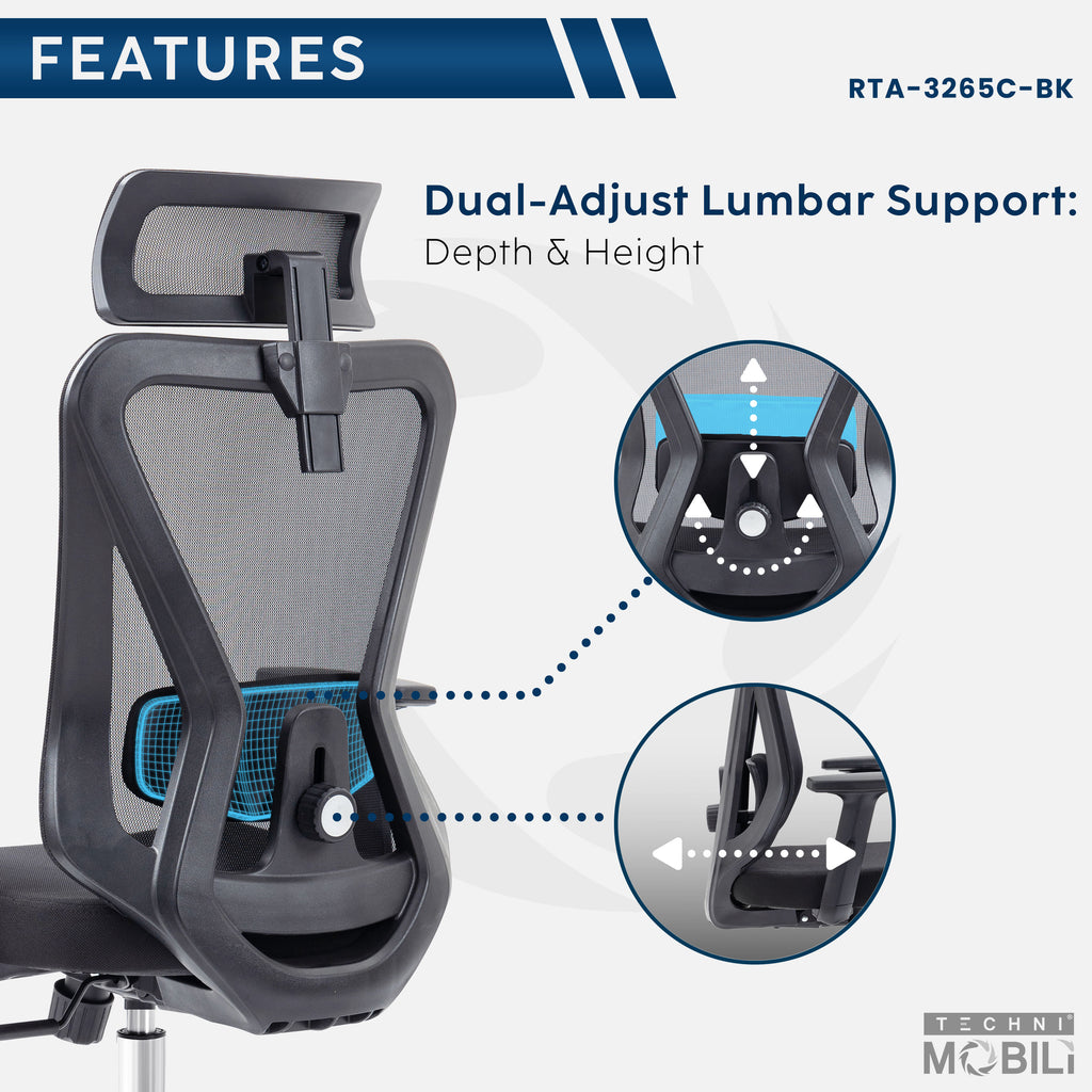 Ergonomic Office Chair Headrest Desk Chair With Adjustable Lumbar Support
