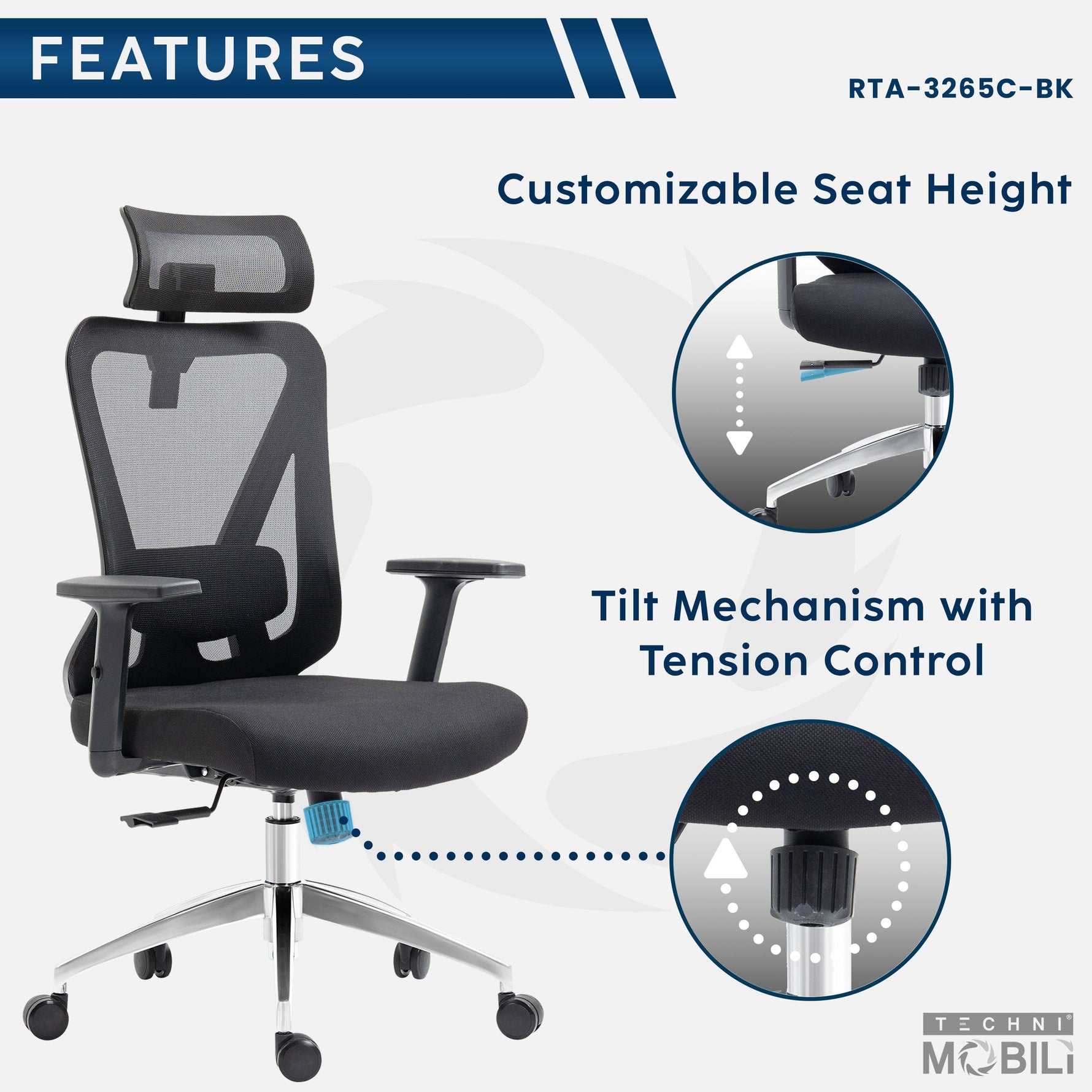 Truly Ergonomic Mesh Office Chair with Headrest & Lumbar Support Office Chair