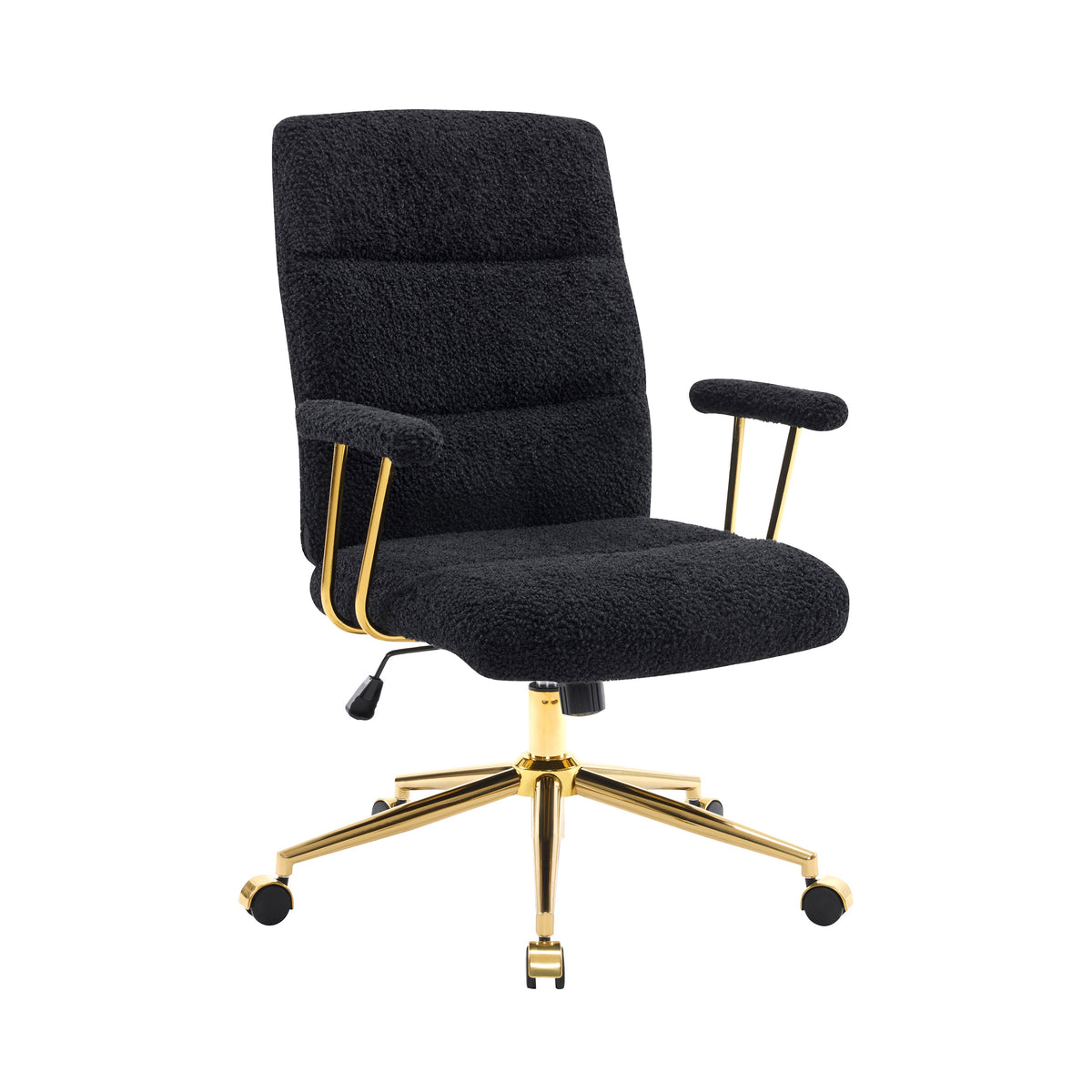 Elegant Textured Boucle Office Chair Black Office Chair