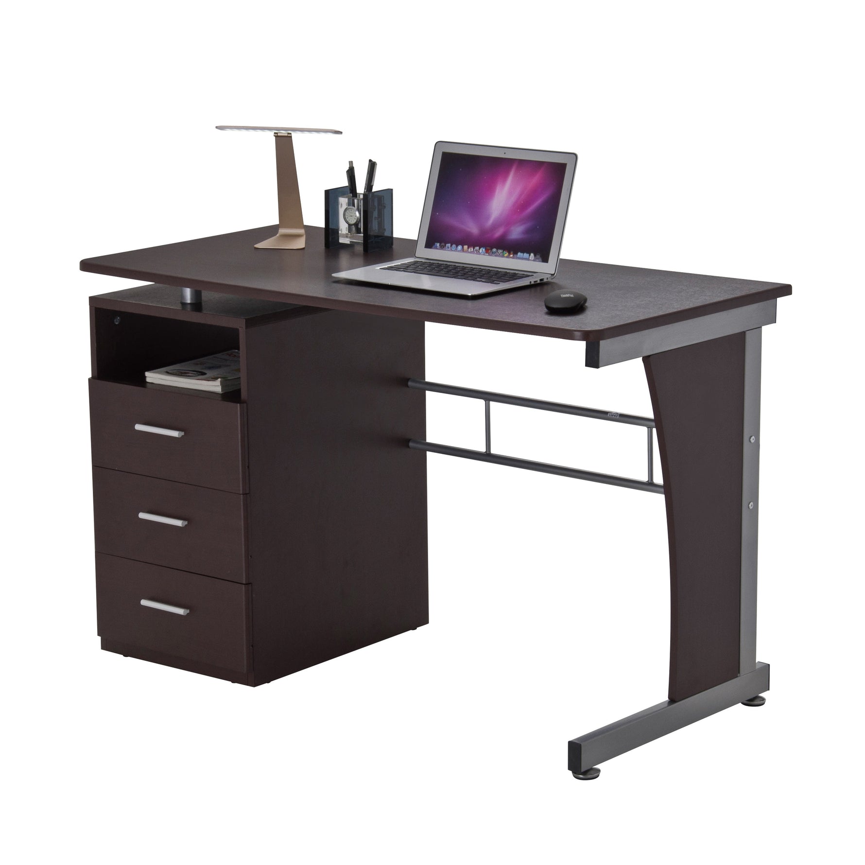 Computer Desk With Ample Storage Chocolate Workstation