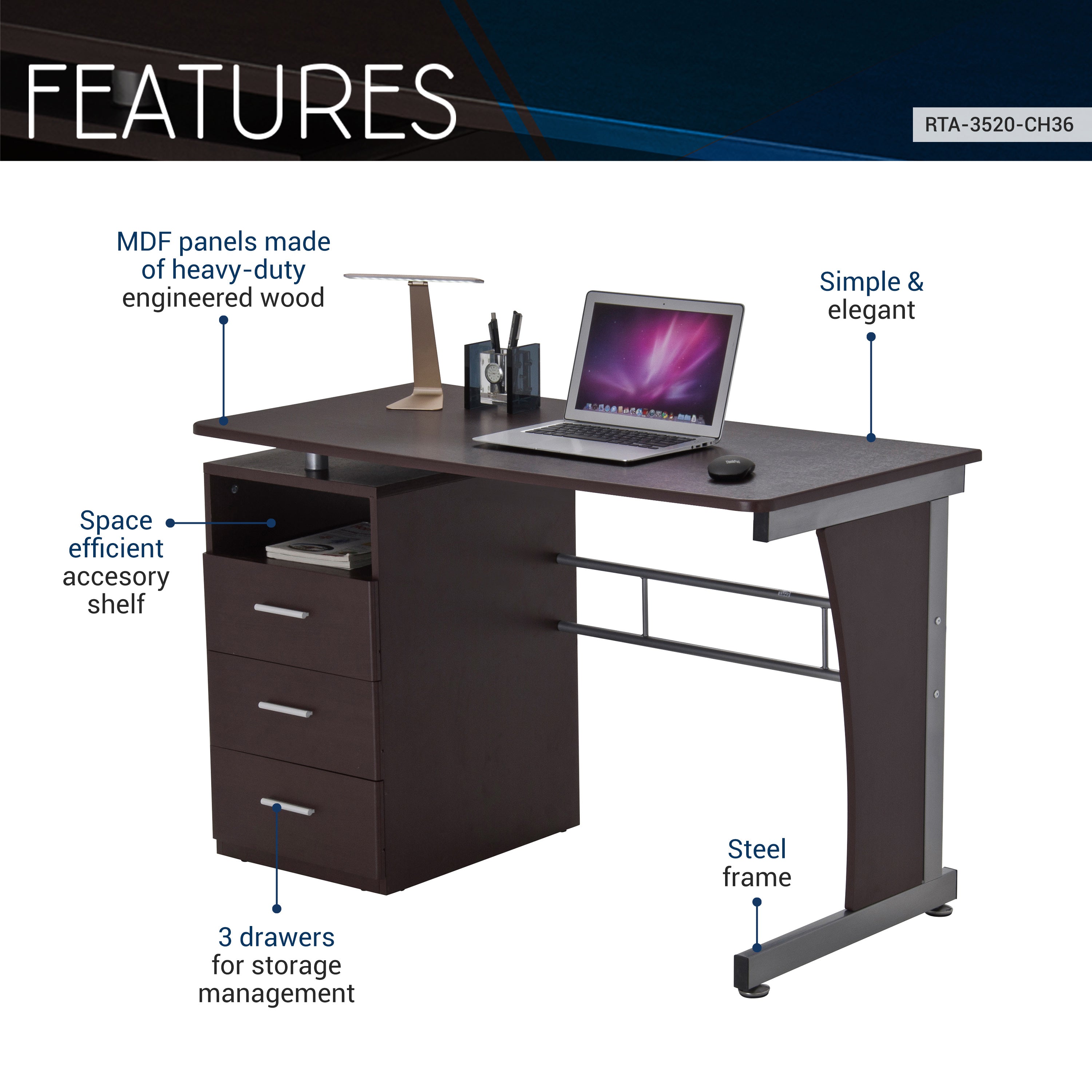 Techni Mobili | Computer Desk With Ample Storage