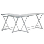 L-Shaped Tempered Glass Top Computer Desk With Pull Out Keyboard Panel Clear L-Shaped Desk