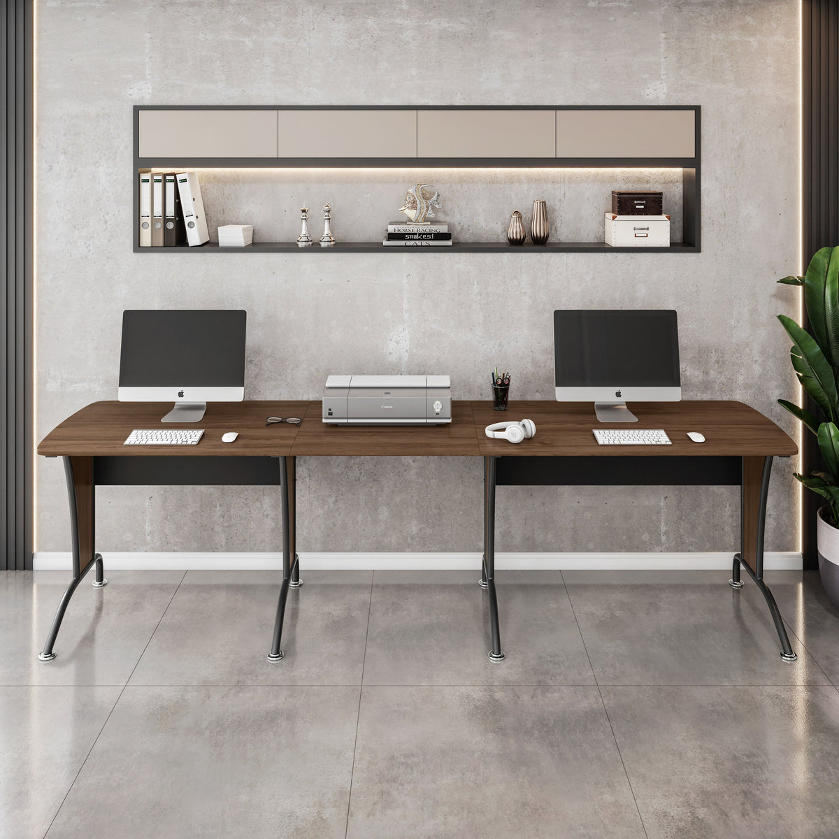 Deluxe L-Shaped Desk with Inline Team Desk Option L-Shaped Desk