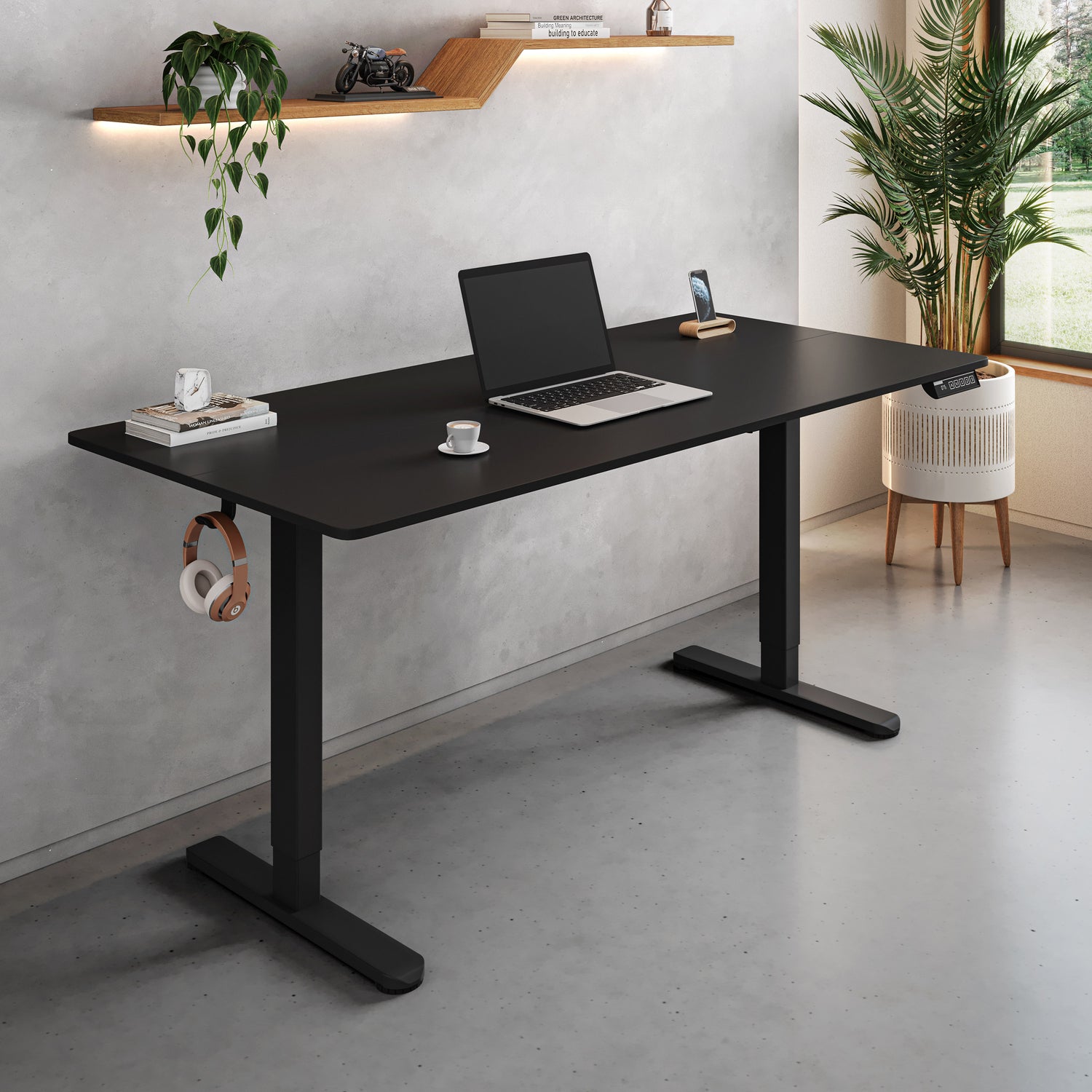 Electric Standing Desk, Height Adjustable Sit-to-Stand Desk with 3 Memory Presets and Dual Accessory Hooks