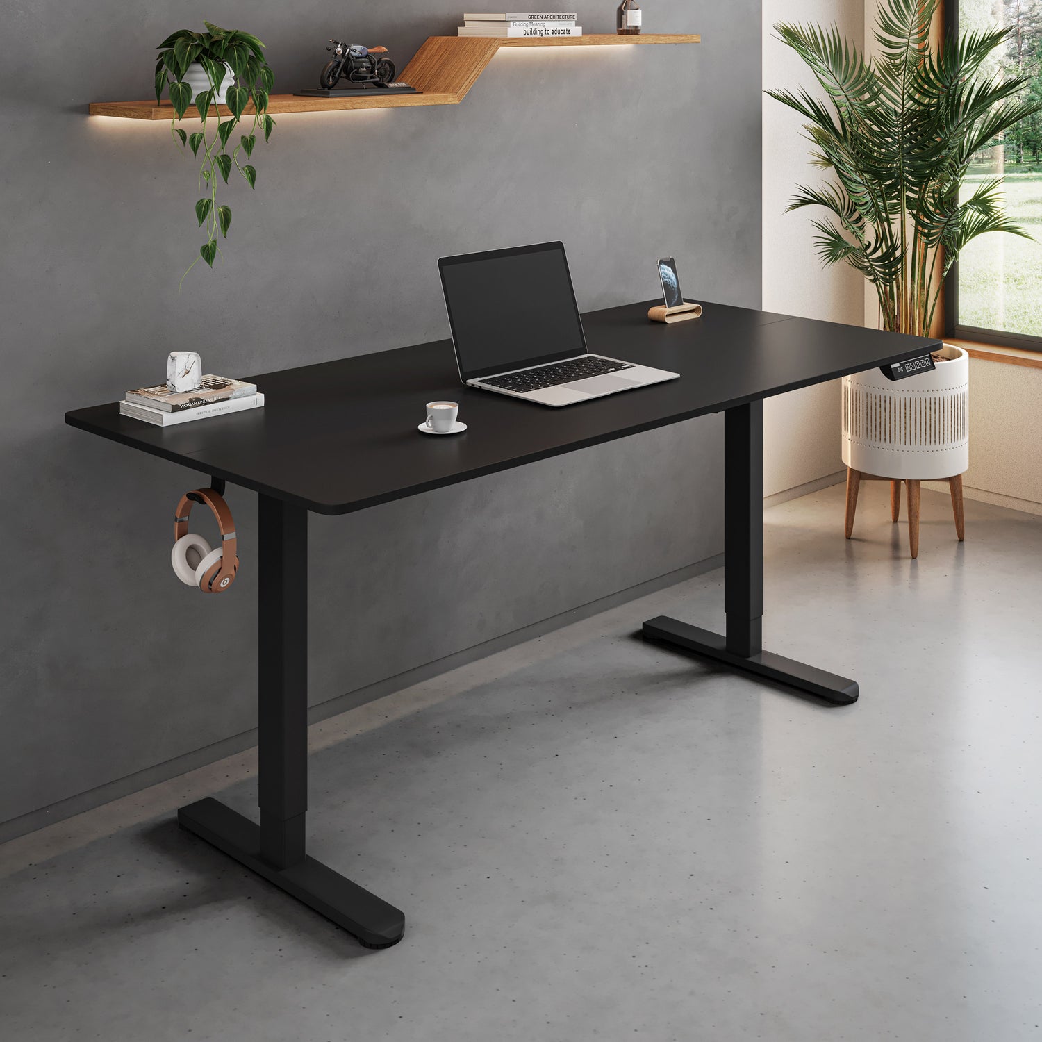 Electric Standing Desk, Height Adjustable Sit-to-Stand Desk with 3 Memory Presets and Dual Accessory Hooks
