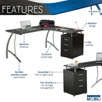 Modern L- Shaped Computer Desk with File Cabinet and Storage Espresso L-Shaped Desk