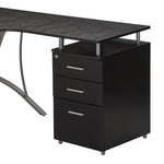 Modern L- Shaped Computer Desk with File Cabinet and Storage Espresso L-Shaped Desk