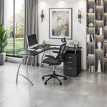 Modern L- Shaped Computer Desk with File Cabinet and Storage Espresso L-Shaped Desk