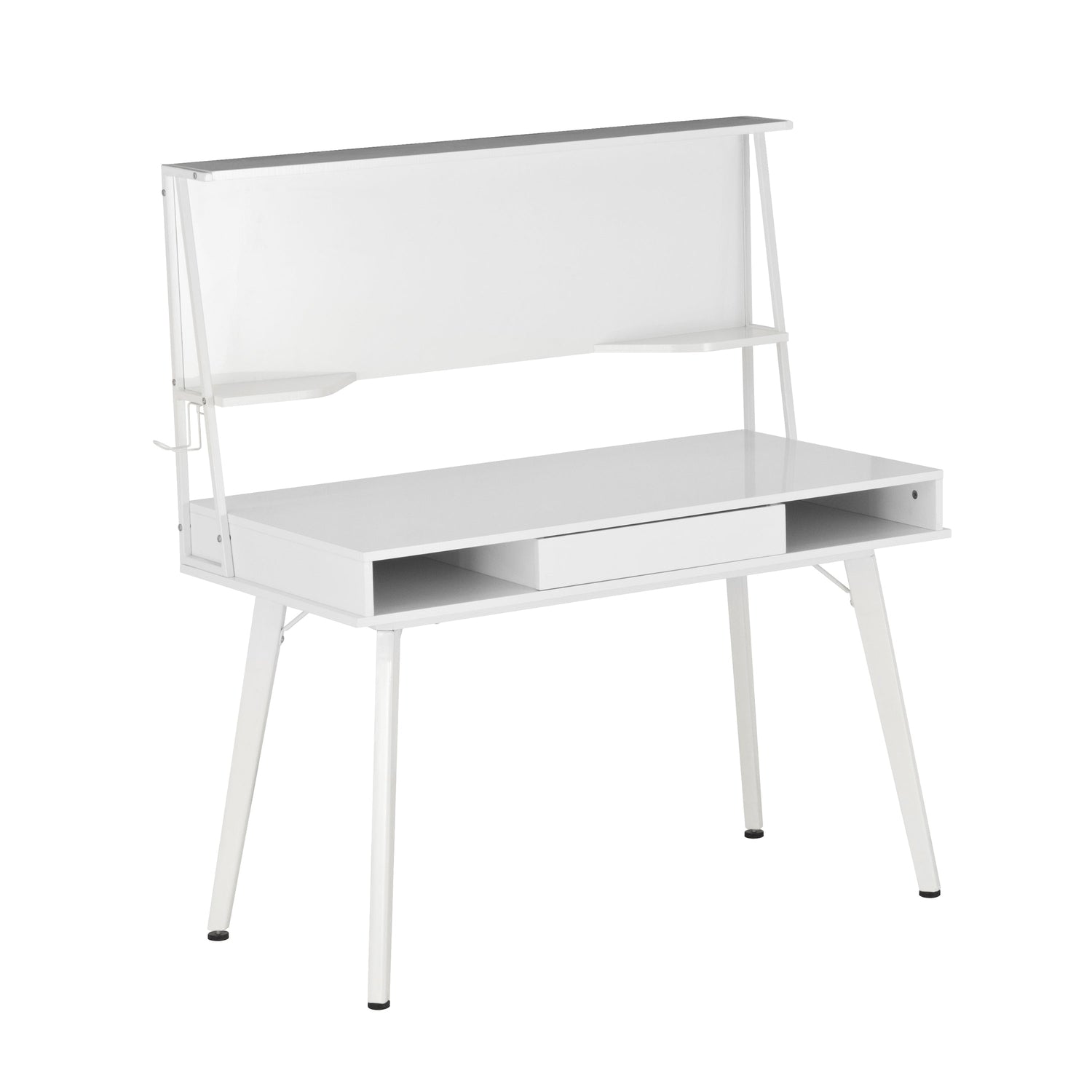 Study Computer Desk with Storage & Magnetic Dry Erase White Board White Writing Desk