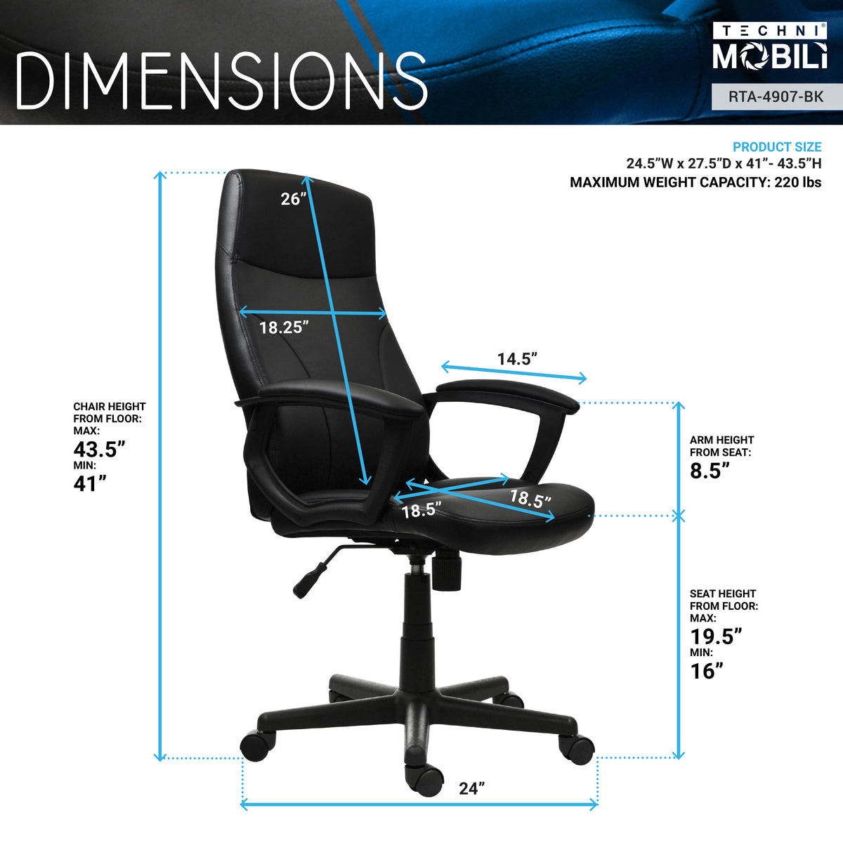 Medium Back Executive Office Chair Black Office Chair